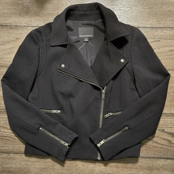 Banana Republic Black Moto Jacket Size 6 - Picture 9 of 12